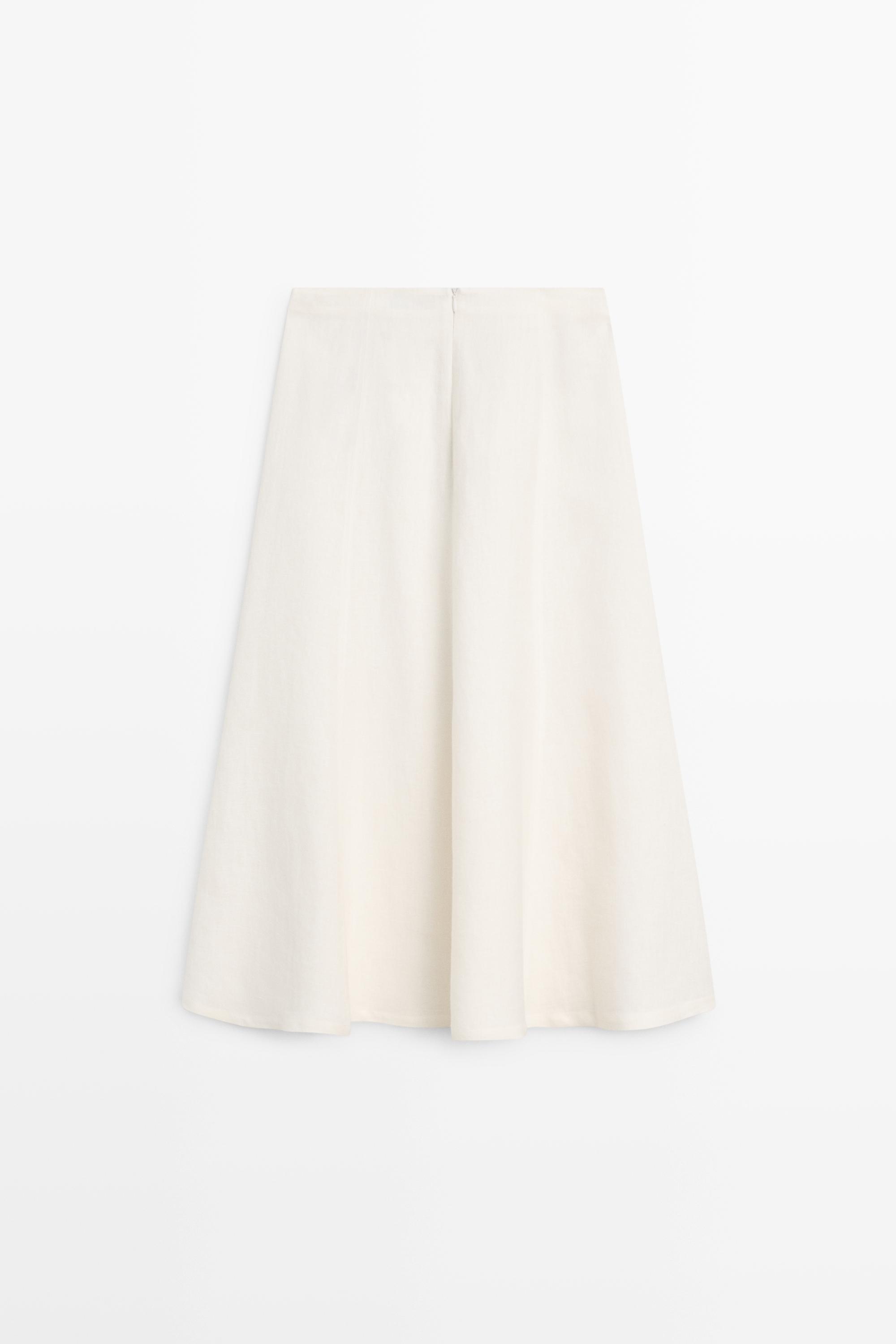 Jupe midi fluide 100 % lin